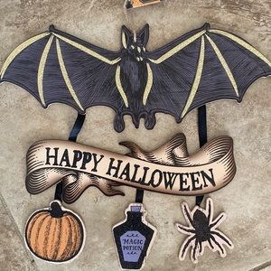 Happy Halloween door sign NEW bat, spider, magic potion, pumpkin